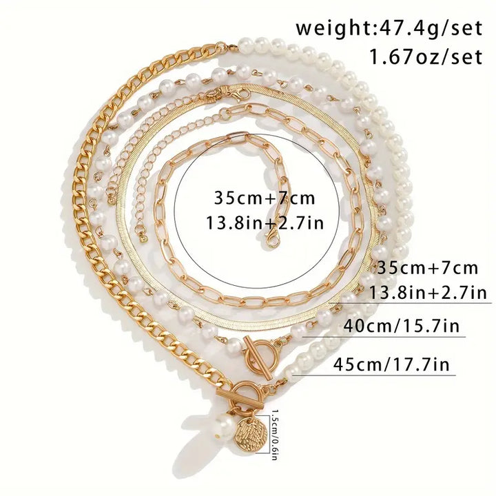 Collier Vintage en perles et chaînes en or