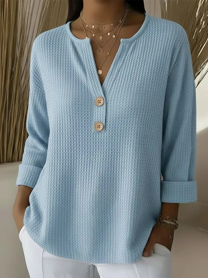 Lucia | T-shirt Henley Texturé avec Boutons