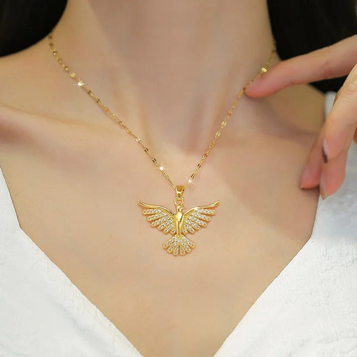 Collier Phoenix en Or Blanc avec Zirconium