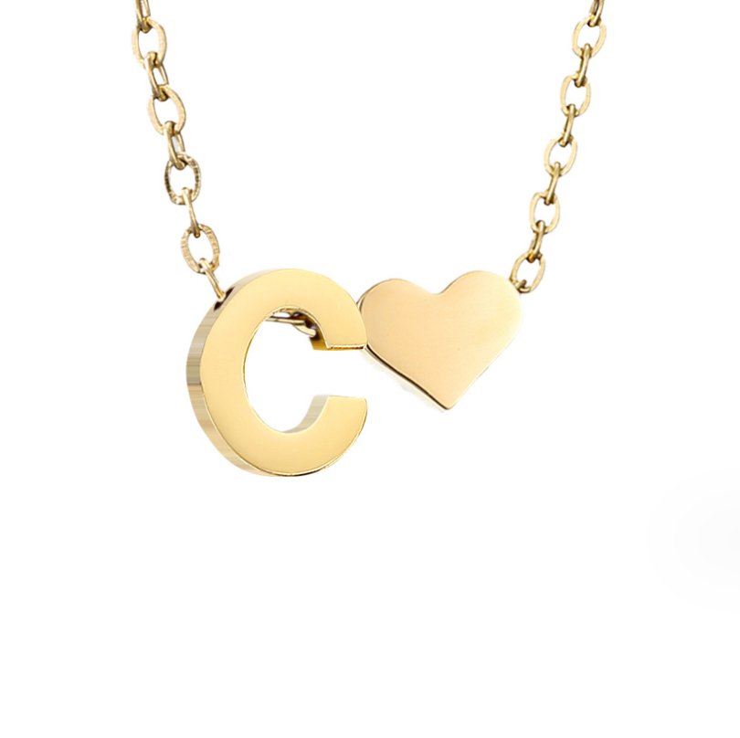 Collier Initial Intemporel avec Pendentif Cœur