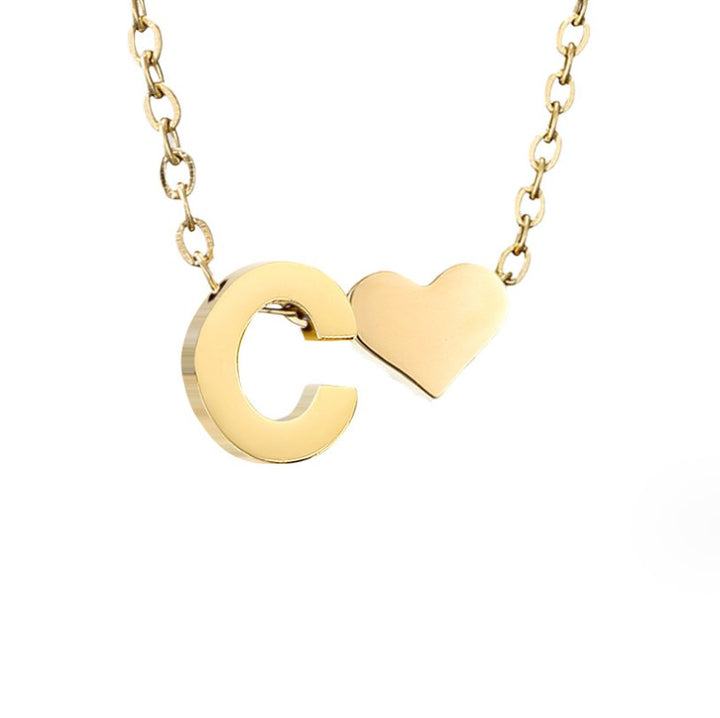 Collier Initial Intemporel avec Pendentif Cœur
