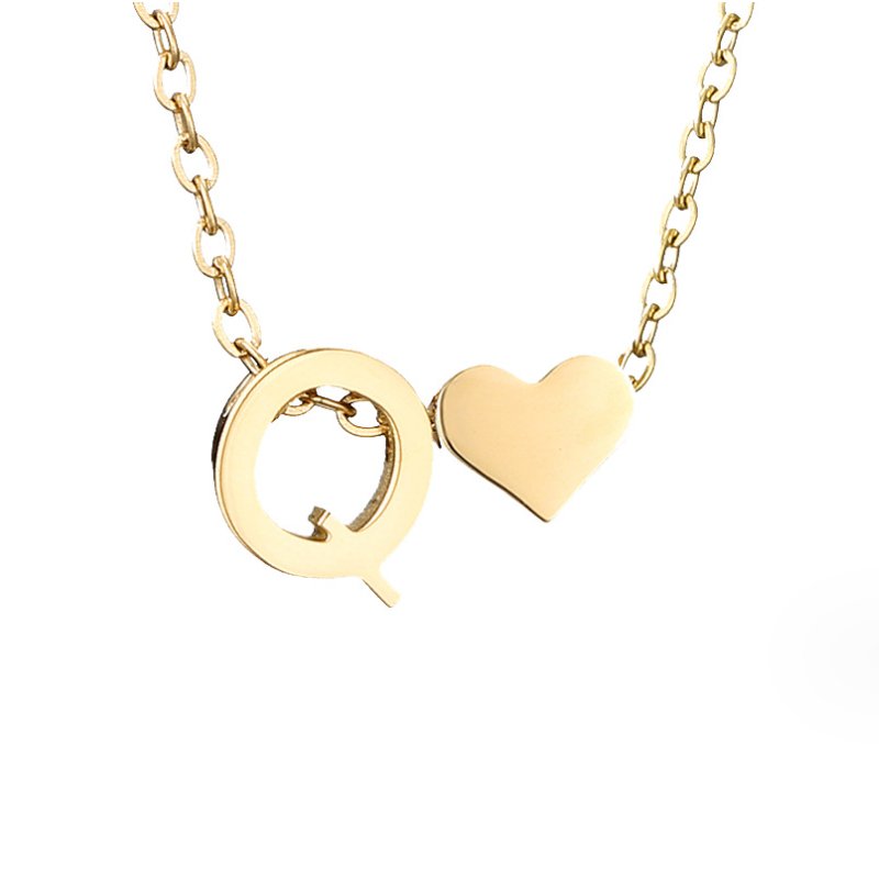 Collier Initial Intemporel avec Pendentif Cœur