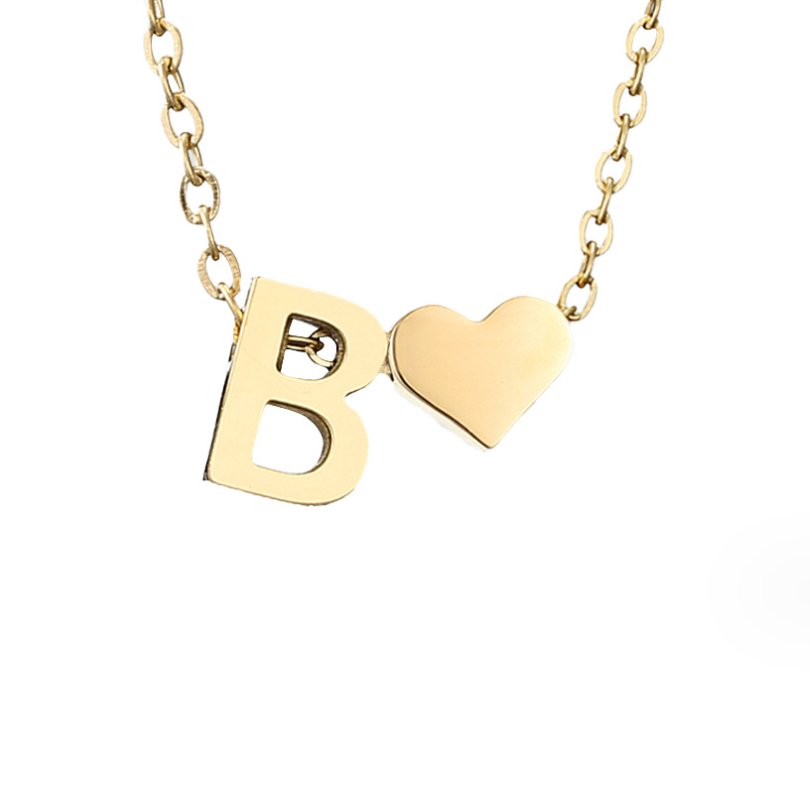 Collier Initial Intemporel avec Pendentif Cœur