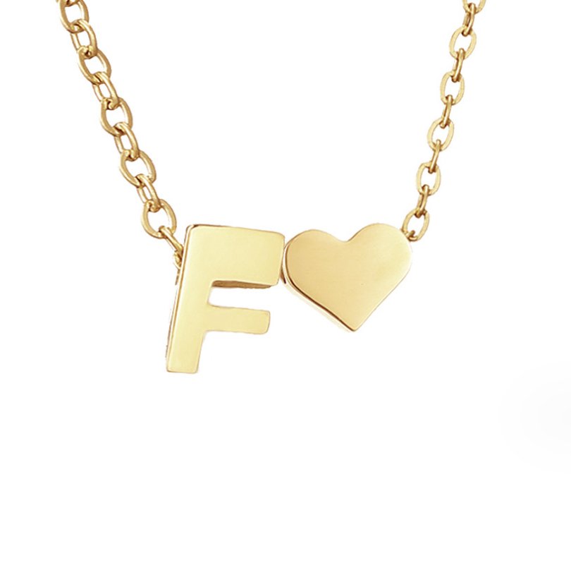 Collier Initial Intemporel avec Pendentif Cœur