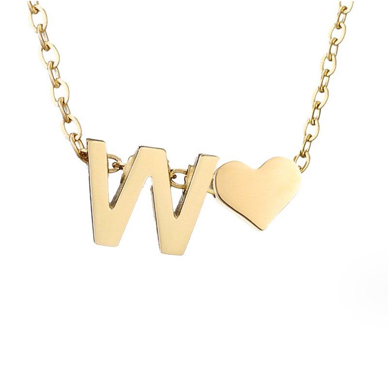 Collier Initial Intemporel avec Pendentif Cœur
