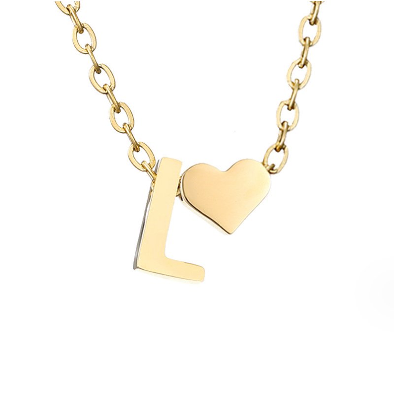 Collier Initial Intemporel avec Pendentif Cœur
