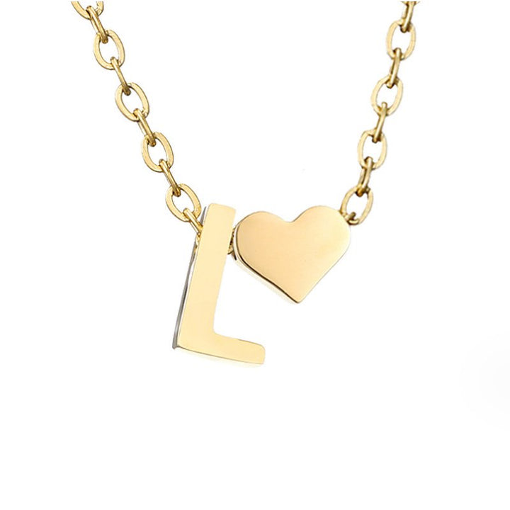 Collier Initial Intemporel avec Pendentif Cœur