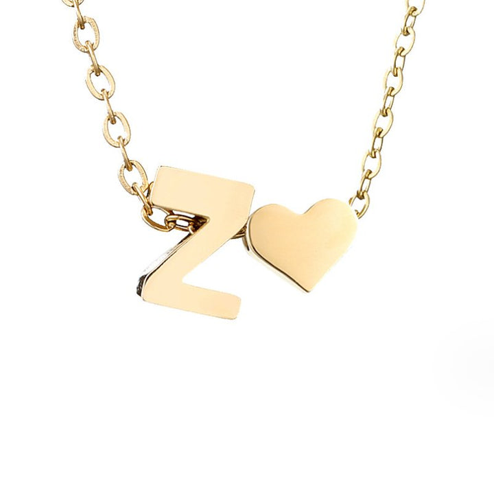 Collier Initial Intemporel avec Pendentif Cœur