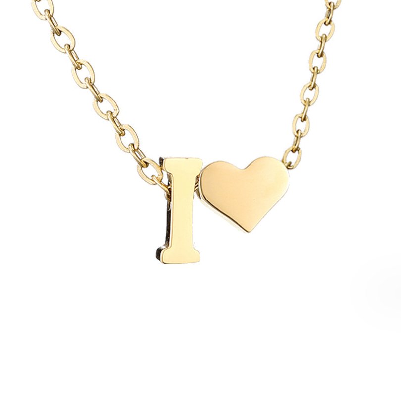 Collier Initial Intemporel avec Pendentif Cœur