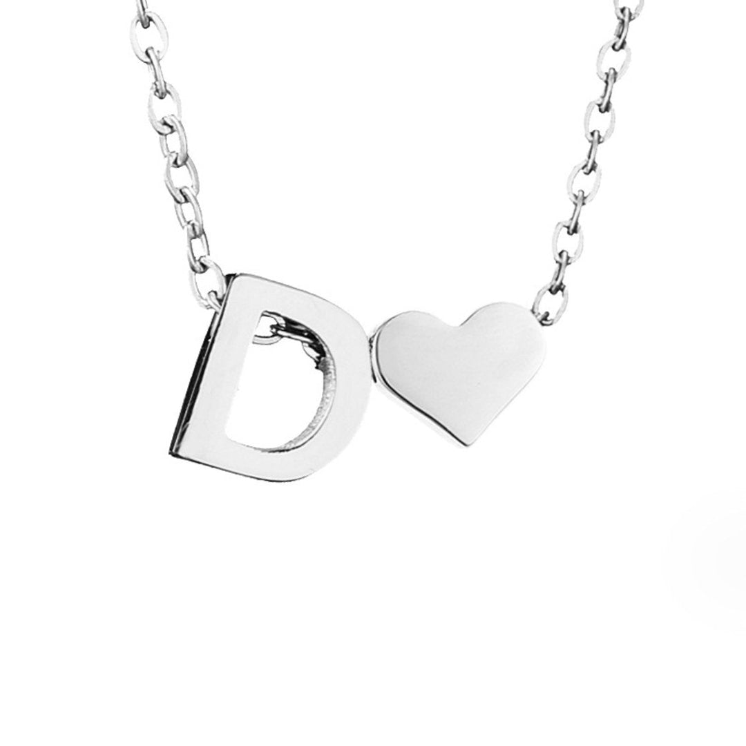 Collier Initial Intemporel avec Pendentif Cœur