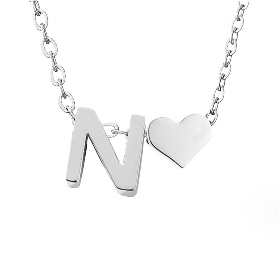 Collier Initial Intemporel avec Pendentif Cœur
