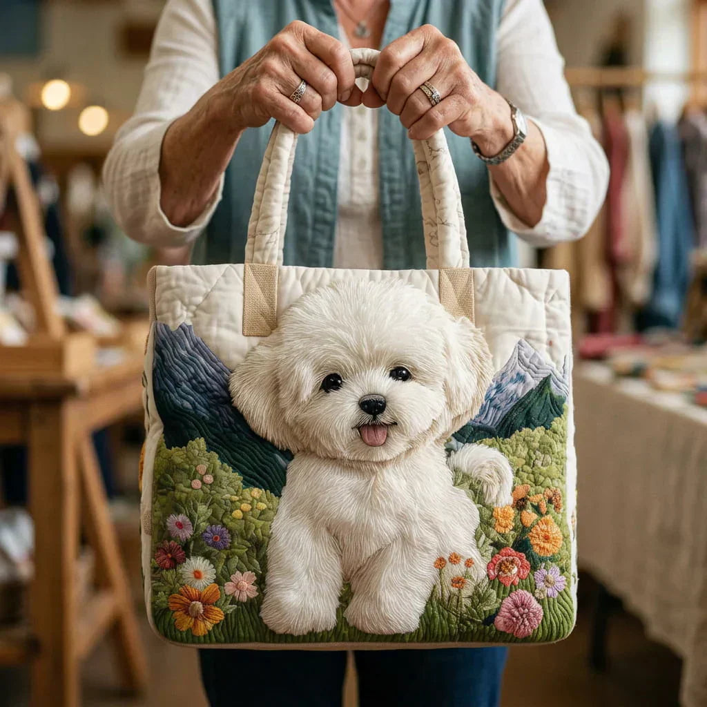 Sac en tissu matelassé fait main - Chien Enchanté