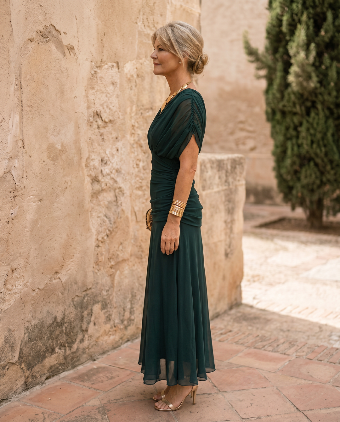 Robe maxi élégante pour les fêtes avec décolleté en forme de cœur