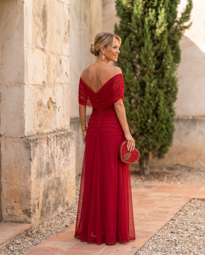 Robe maxi élégante pour les fêtes avec décolleté en forme de cœur