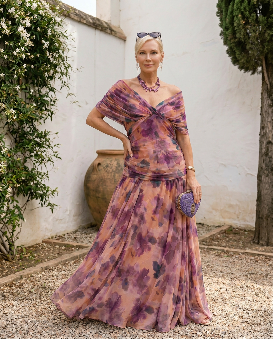 Robe maxi élégante pour les fêtes avec décolleté en forme de cœur