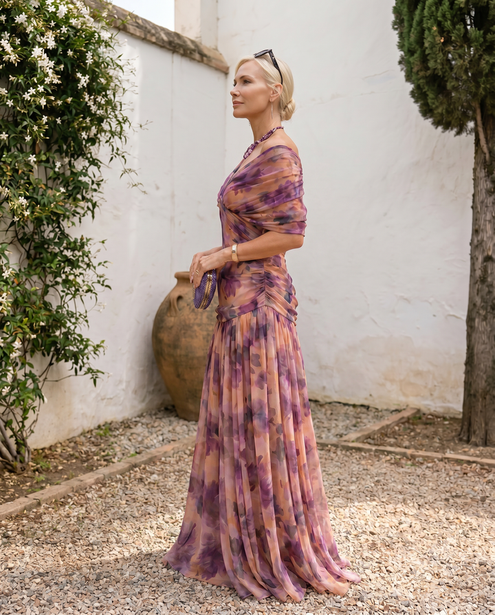 Robe maxi élégante pour les fêtes avec décolleté en forme de cœur