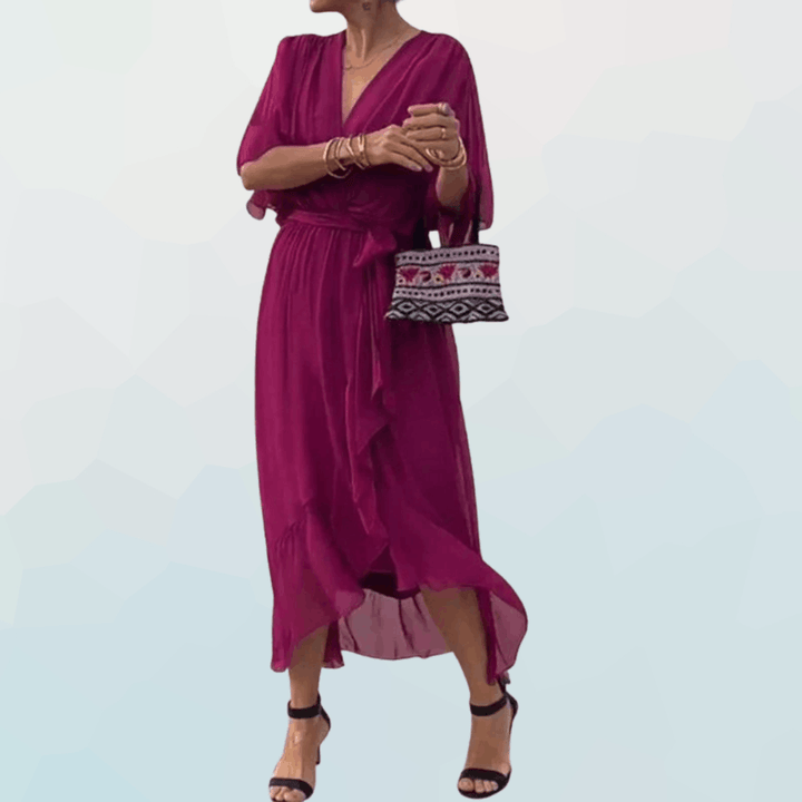 Monica - Robe en chiffon avec décolleté en V