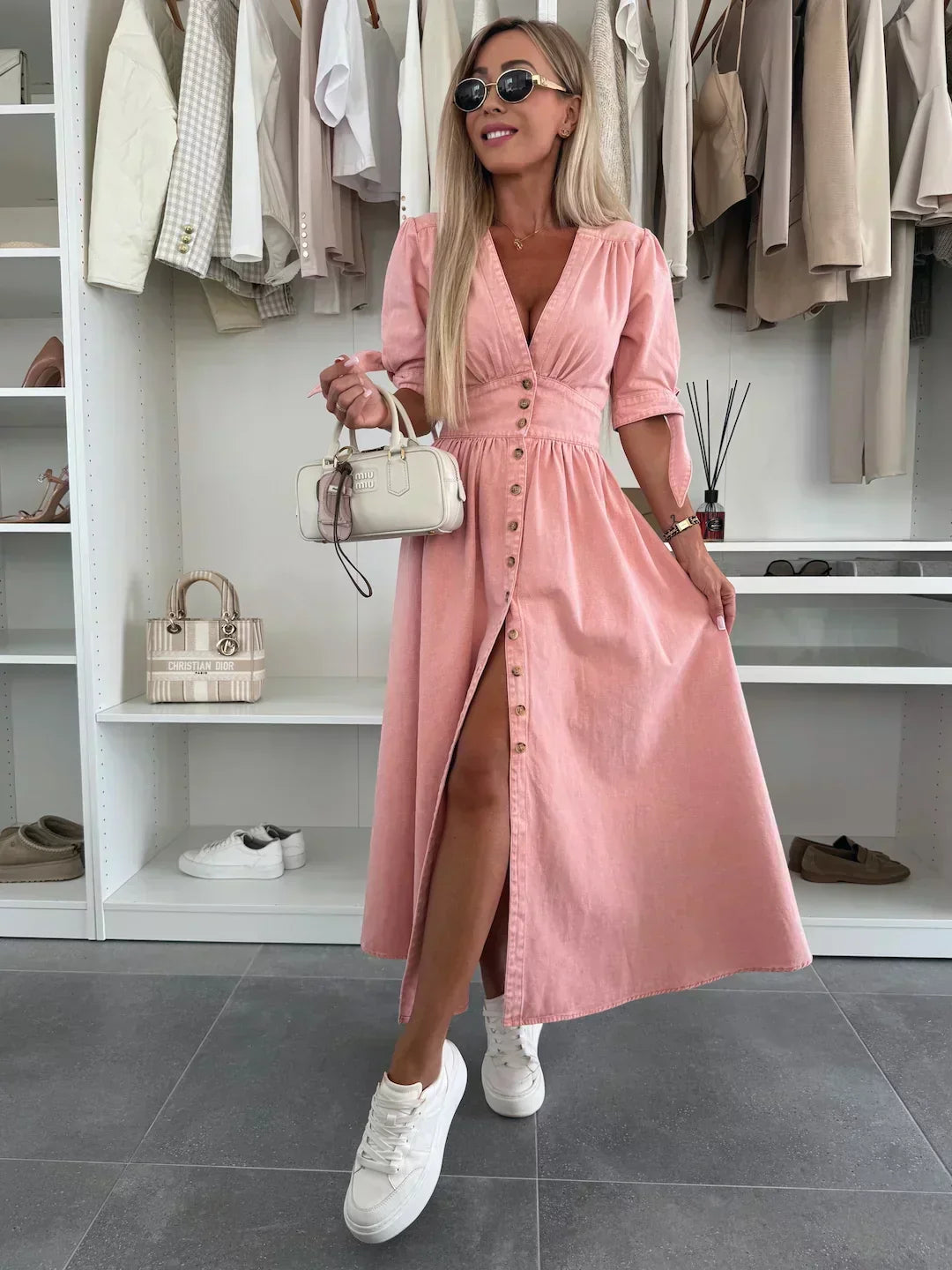 Amélie™ | Robe en denim scintillant en coton