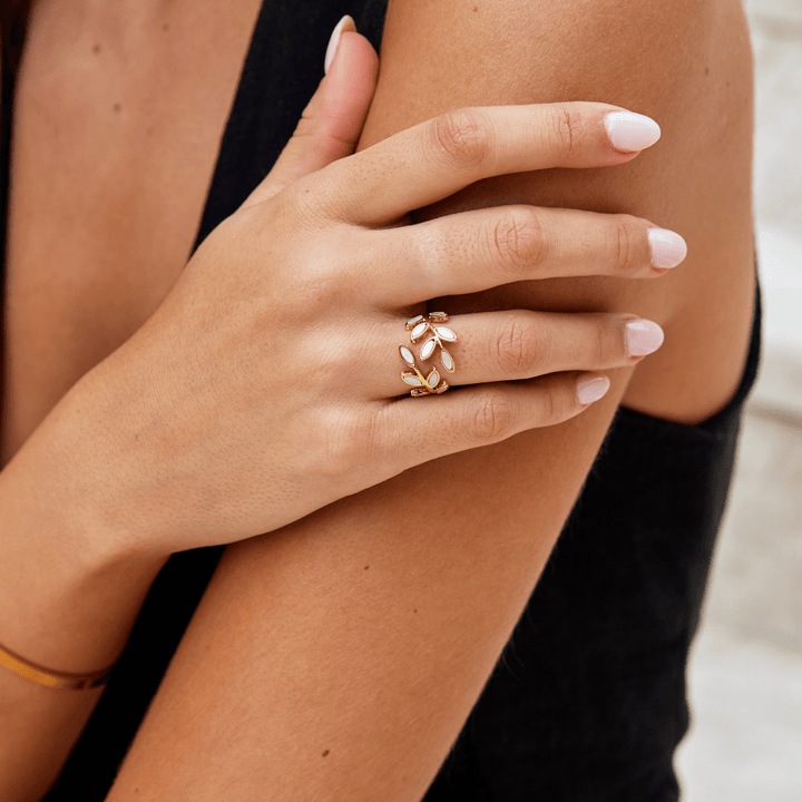 Bague feuille dorée