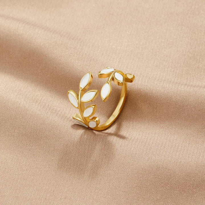Bague feuille dorée