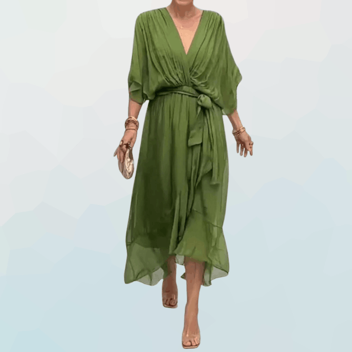 Monica - Robe en chiffon avec décolleté en V