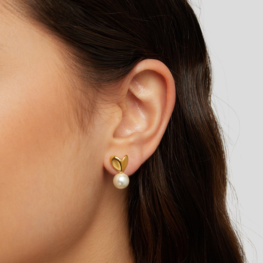 Boucles d'oreilles cœur avec perle