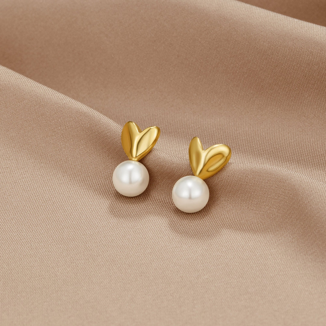 Boucles d'oreilles cœur avec perle