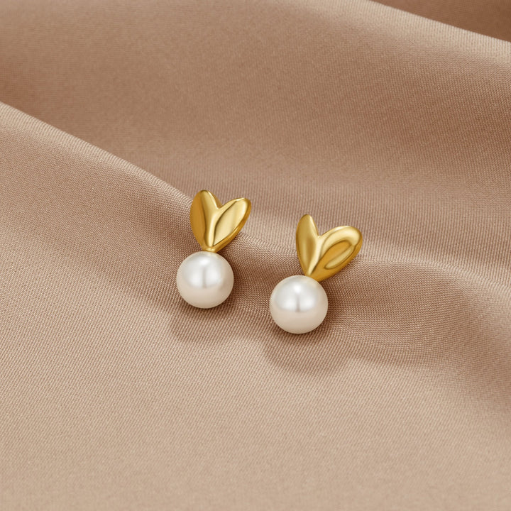 Boucles d'oreilles cœur avec perle