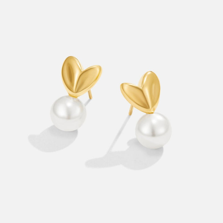 Boucles d'oreilles cœur avec perle