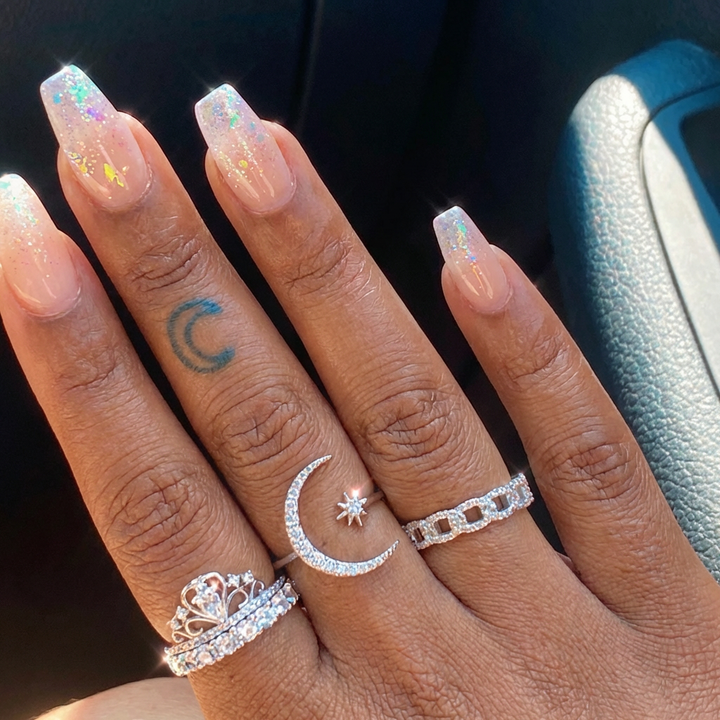 Bague Lune et Étoile en Argent