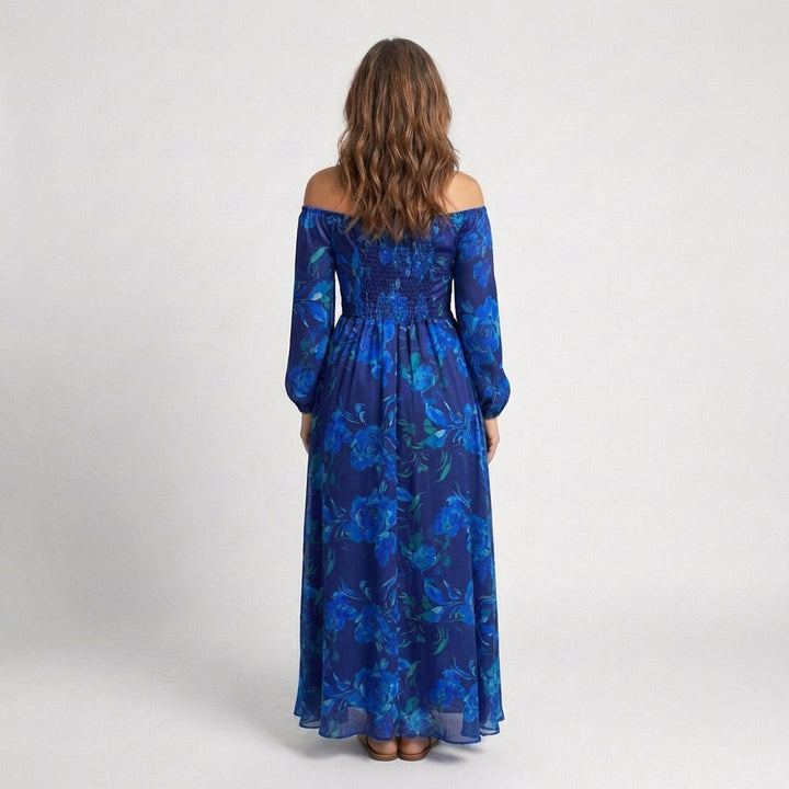 Aspen | Robe Maxi à Épaules Dénudées avec Fleurs