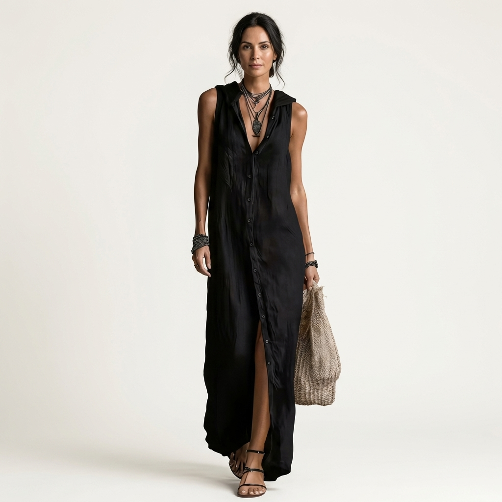 Mirabell | Robe Maxi Sans Manches avec Boutons à l'Avant