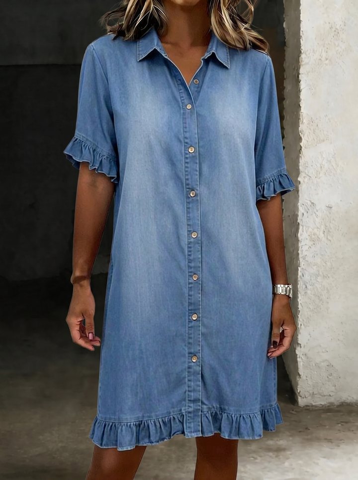 Maria | Robe en Denim Confortable avec Plis Élévateurs