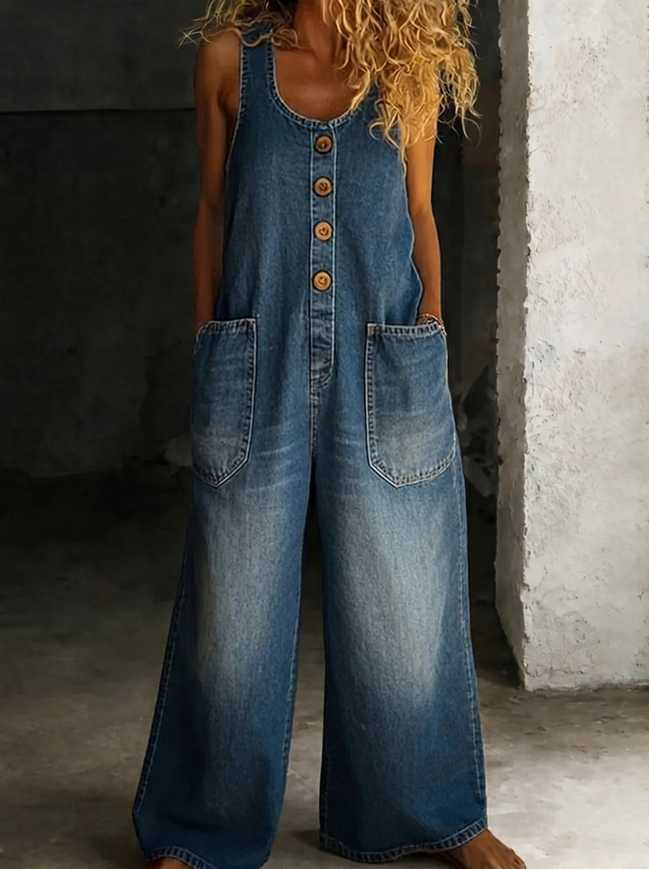 Valentina - Salopette en denim vintage en coton lavé