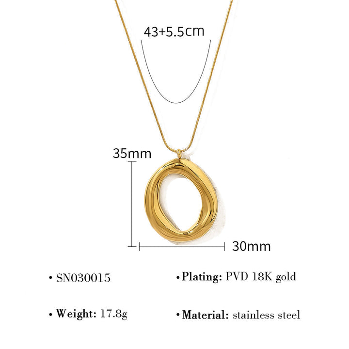 Collier Ovale en Métal Doré