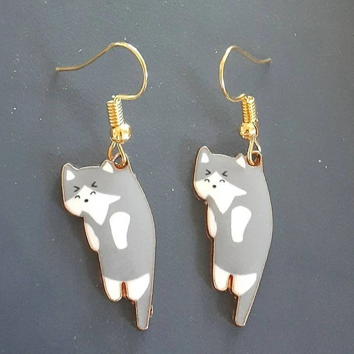PAIRE DE BOUCLES D'OREILLES PENDANTES EN FORME DE CHATONS