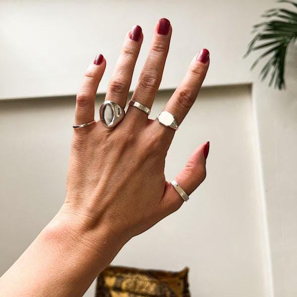 Bague martelée en argent sterling 925 fait main