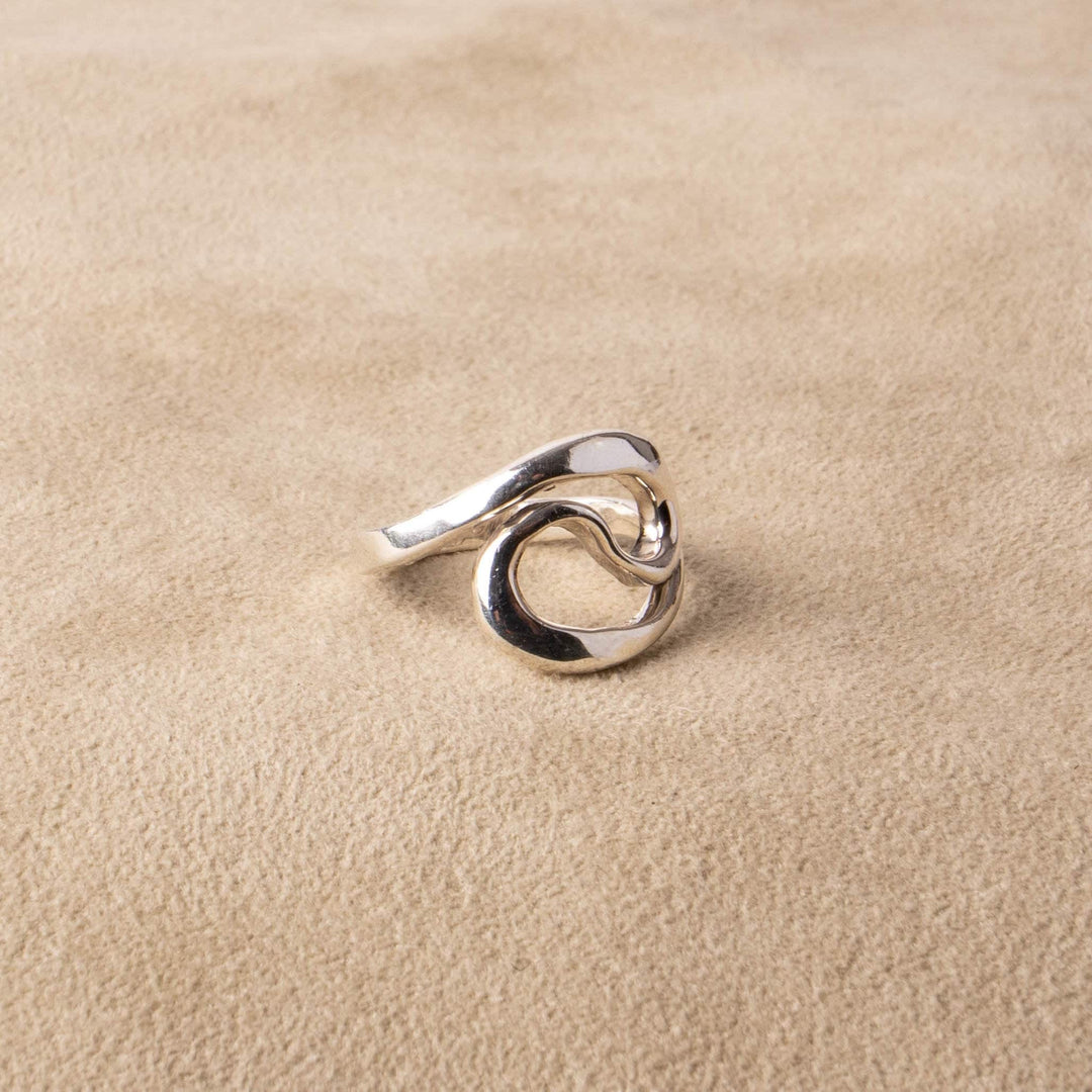 Bague Statement Welle Swirl en Argent Sterling 925 asymétrique fait main