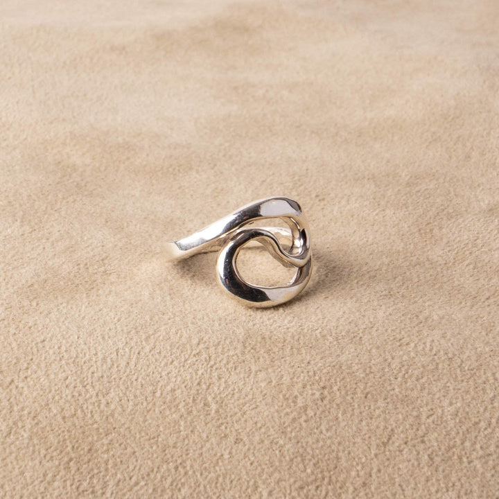 Bague Statement Welle Swirl en Argent Sterling 925 asymétrique fait main