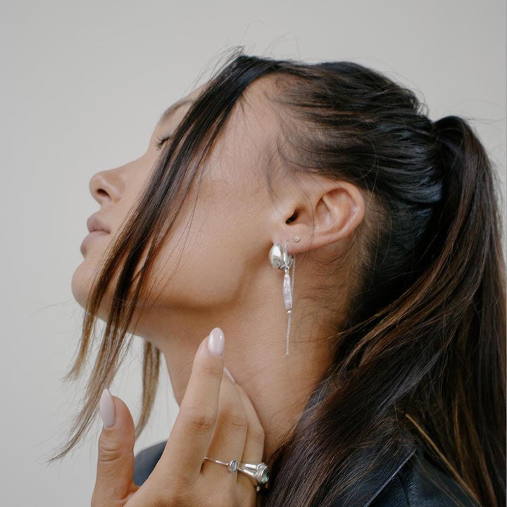 Créoles Chunky en Argent Sterling 925 - Boucles d'oreilles Goutte Argent
