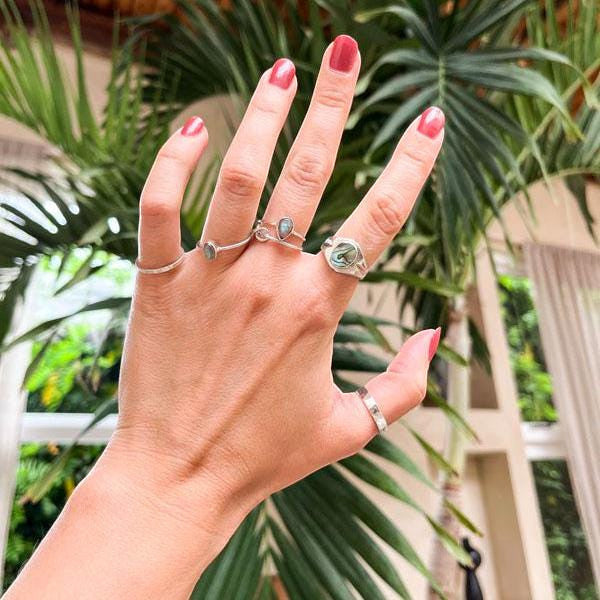 Bague martelée en argent sterling 925 fait main
