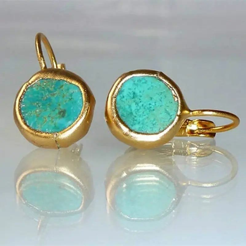 Boucles d'oreilles en or élégantes avec pierre turquoise