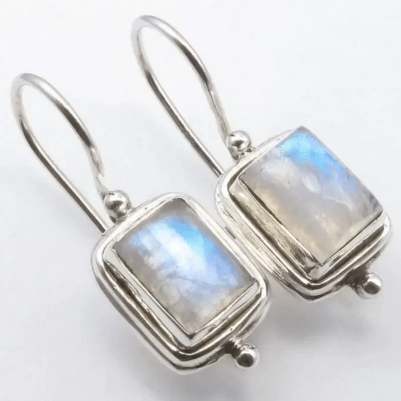 Beatriz - Boucles d'oreilles vintage avec pierre de lune carrée