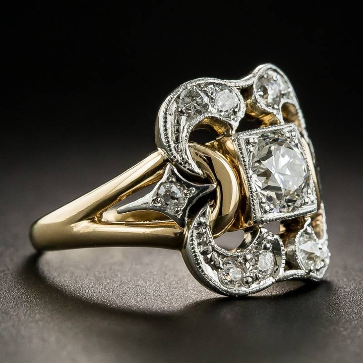 Bague en Or Classique avec Zirconia Vintage