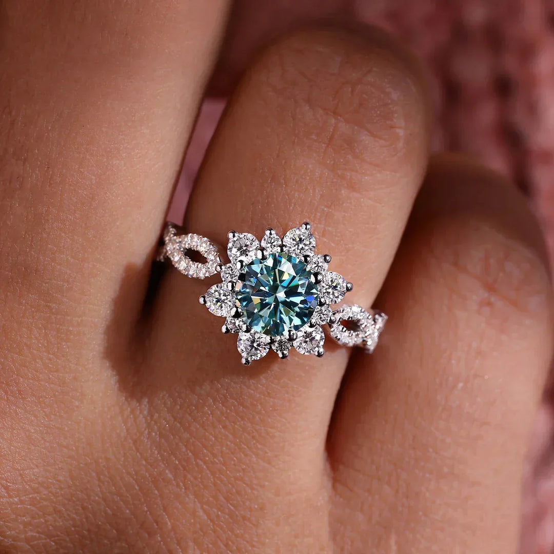 Bague Florale Élégante en Or Turquoise