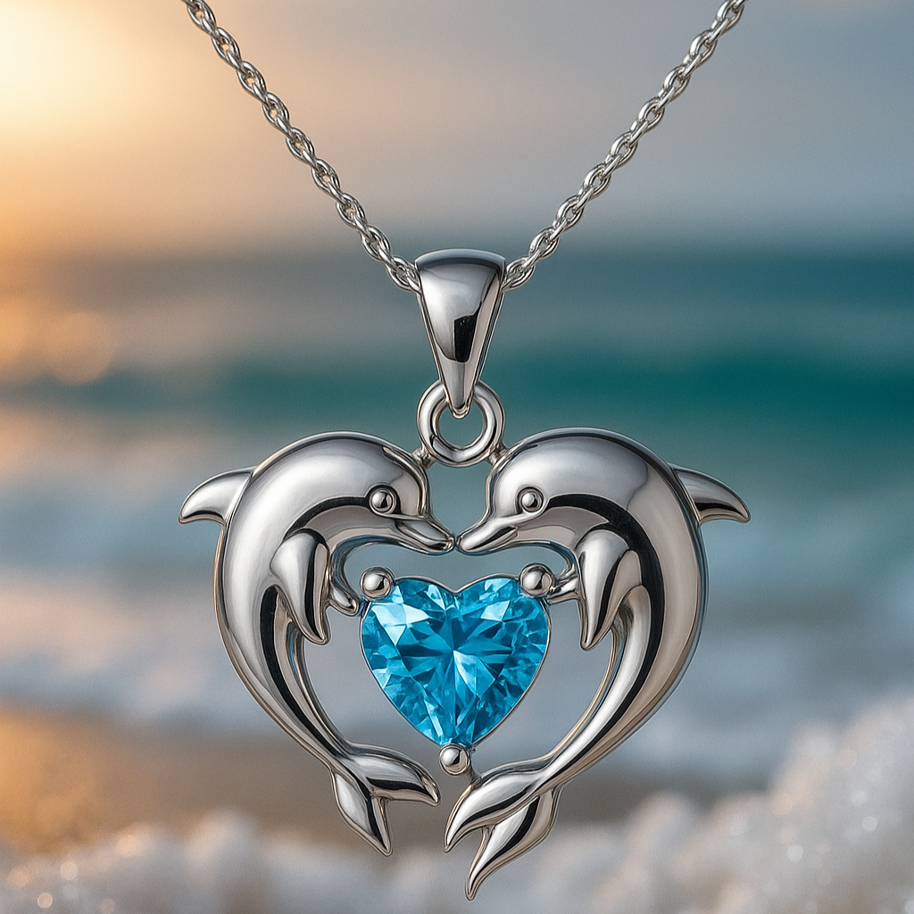 Collier en argent intemporel avec double dauphin et opale