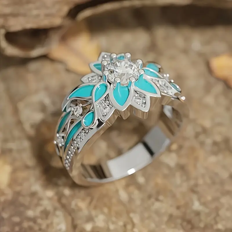 Bague en Cristal Élégante Turquoise