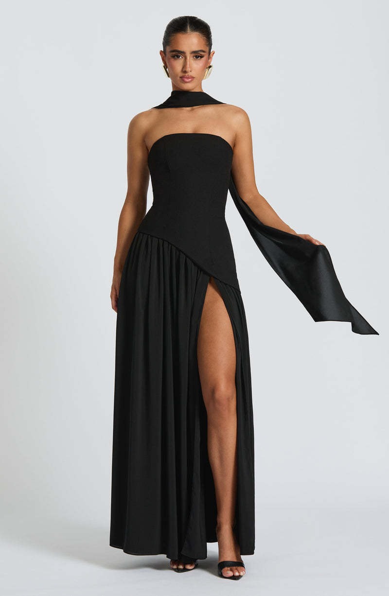 LINA | Robe Maxi Sans Bretelles avec Fente Haute