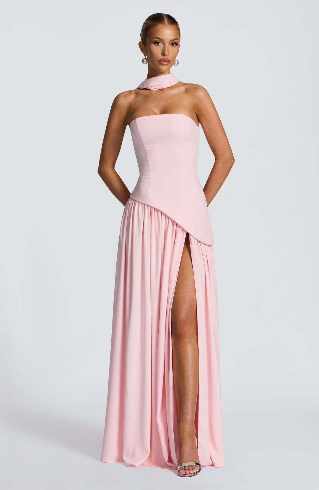 LINA | Robe Maxi Sans Bretelles avec Fente Haute