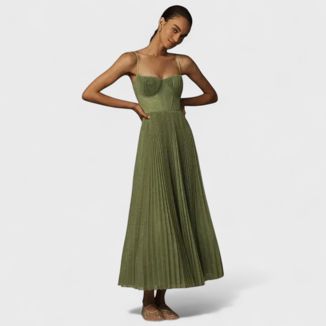 Isabella | Robe Midi Premium en Tulle Plissé